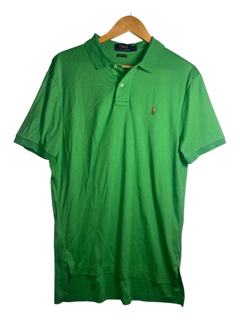 Polo Ralph Lauren Pima Soft Touch Shirt Size Large Green with Flesh Pony